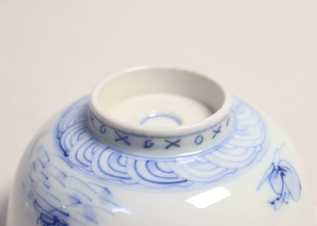 明治後期~大正染付山水図蓋茶碗①