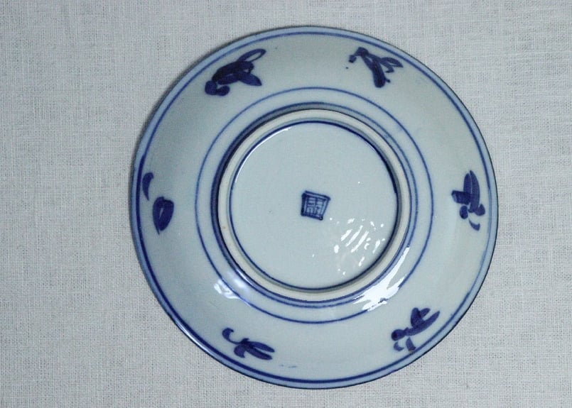 明治前期染付桔梗に菊とススキ図6寸皿 | 吉祥寺PukuPuku
