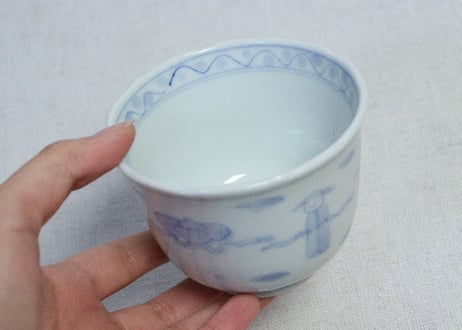 明治後期～大正染付三方に人物図向付