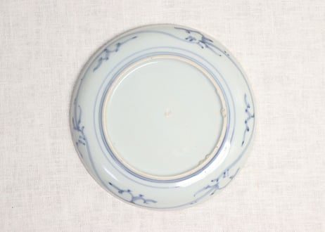 江戸中期染付二方に蕪図6寸皿 小ホツ
