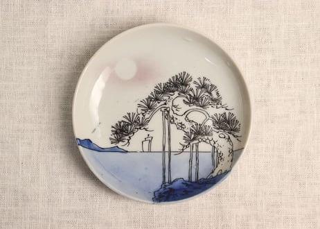 明治後期~大正銅判松と月図5寸皿