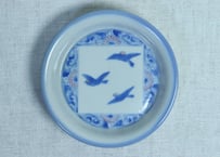 明治後期～大正銅判菊と鳥三羽図小皿