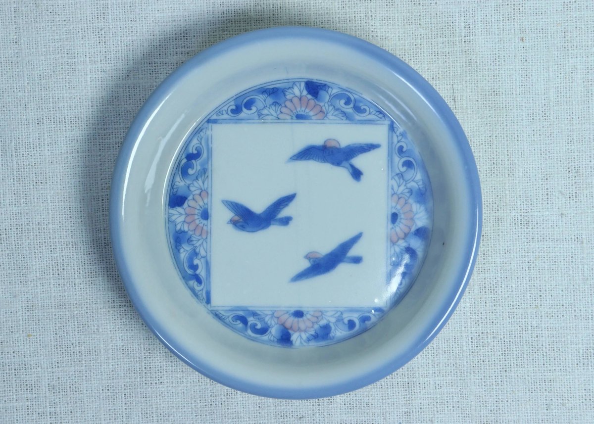 明治後期～大正銅判菊と鳥三羽図小皿 | 吉祥寺PukuPuku