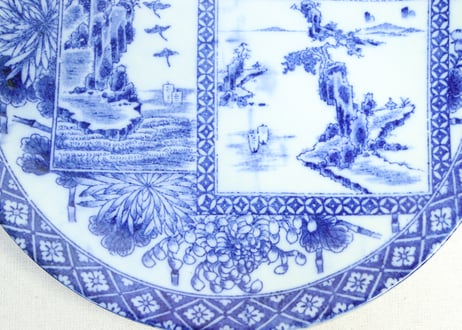 明治後期～大正銅判山水図尺皿①