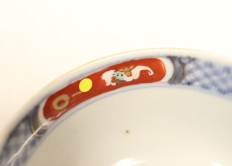 明治前期色絵兎図通り物飯茶碗③少甘手