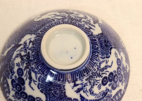 明治前期紙刷松に鷹図蓋茶碗