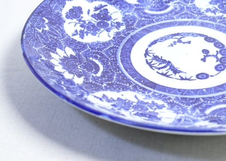 明治前期紙刷四方に菊と牡丹図②薄め