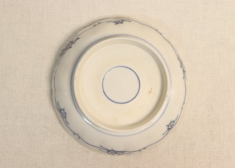 明治前期色絵桜と万年青図通り物なます皿