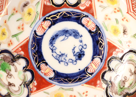 明治前期色絵梅と団龍図小皿