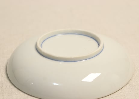 昭和戦前ゴム判竹と菊図小皿