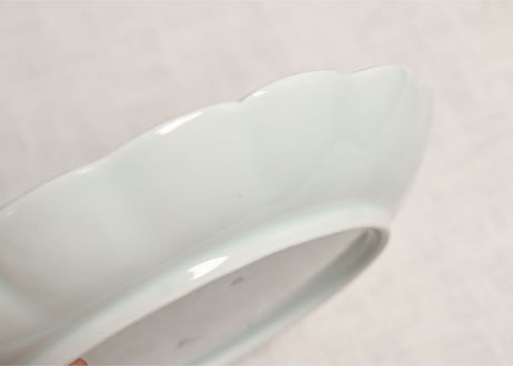 江戸後期染付柳に牡丹図6.5寸皿