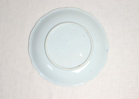 江戸幕末染付山水図尺皿 膨れ