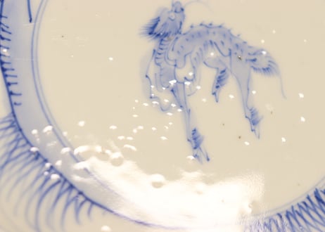 明治前期染付麒麟と梅図大なます皿