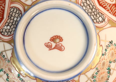 明治前期色絵三方菊図蒸茶碗