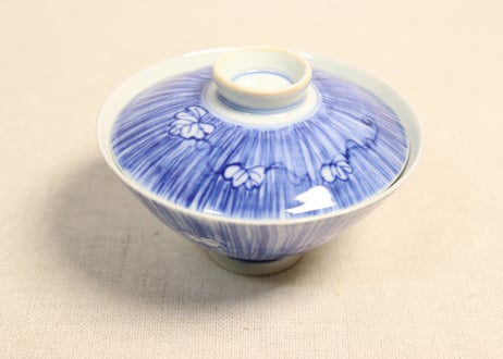 蓋茶碗■吸物碗 5客セット（江戸後期～明治）丸窓幾何学模様紋 洸春古い染付 蓋物 CATEGORY 染付 | 吉祥寺PukuPuku