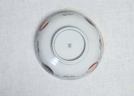 明治前期色絵桃と三方に菊図6寸鉢 五客組 1ヶニュウ