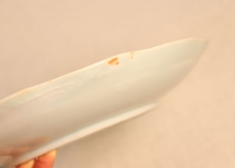 江戸幕末染付椿に鳥図尺皿 小ホツ