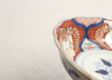 江戸中期色絵四方に紅葉と藤図なます皿5客組