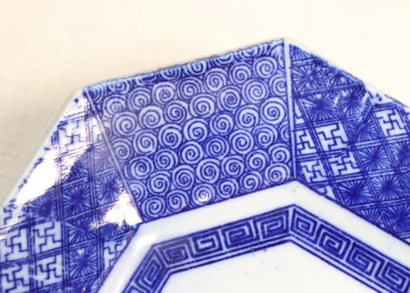 明治後期~大正銅判山水図角皿 ムシクイ,かたつき,ノミホツ