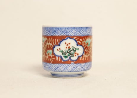 明治前期色絵三方に草花図のぞき(大ぶり)