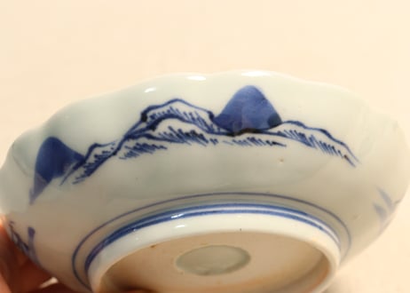 江戸幕末染付山水図小なます皿