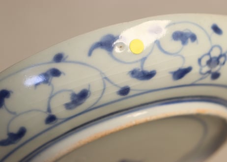 江戸中期色絵三方に水仙図5寸皿② 少甘手
