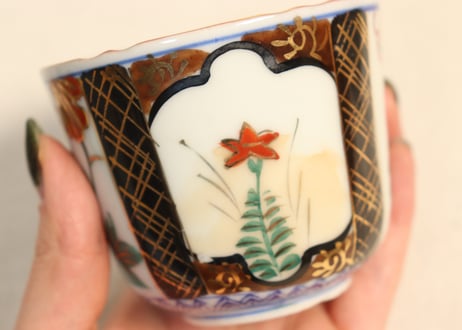 明治後期～大正銅判色絵草花図向付