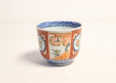 江戸後期色絵水仙と桜図向付 5客組