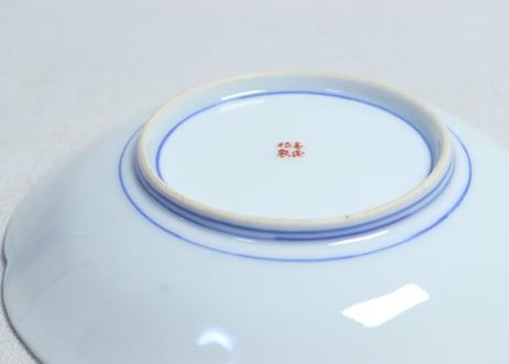 明治後期～大正赤絵金彩山水図通り物5.5寸皿