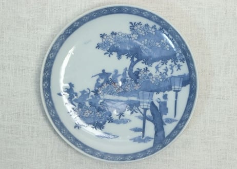 明治後期~大正銅判夜桜花見図6寸皿