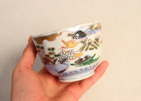 明治前期色絵山水図通り物向付①