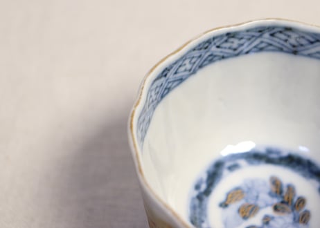 明治前期色絵芭蕉と亀甲図向付