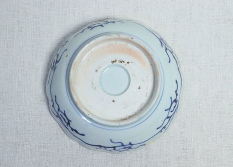 江戸幕末線描き牡丹と蝶図なます皿 ノミホツ