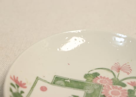 明治後期～大正銅判菊と山水図小皿①濃いめ
