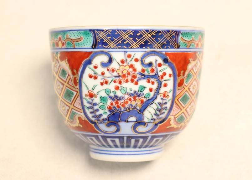 明治後期～大正大聖寺焼色絵雲鶴と松竹梅図つぼ碗 | 吉祥寺PukuPuku