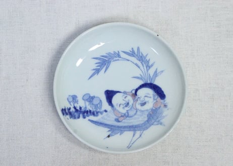 明治後期～大正銅判田植えと恵比寿大黒図5.5寸皿