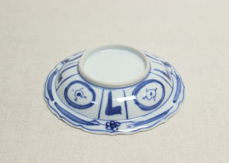 明治前期染付芙蓉手鳥図小皿