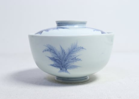 江戸後期稲束図蓋茶碗