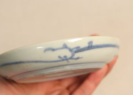 江戸後期青磁縁染付山水図小皿②薄め