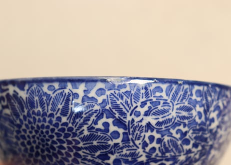 明治前期紙刷菊図蓋茶碗