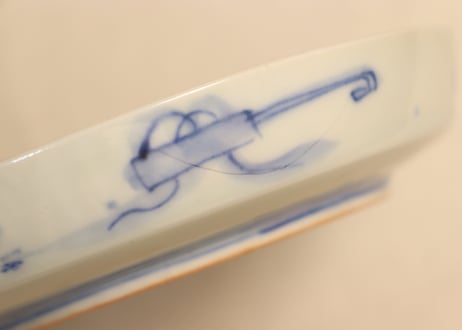 明治前期色絵牡丹図縁立ち5寸皿