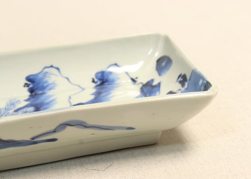 江戸後期から幕末期染付深皿 江戸幕末染付山水図長皿 | 吉祥寺PukuPuku