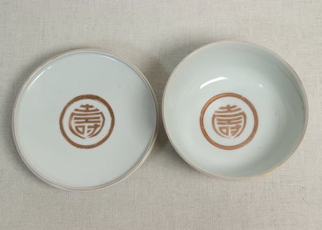 明治前期色絵三方菊図通り物蒸茶碗