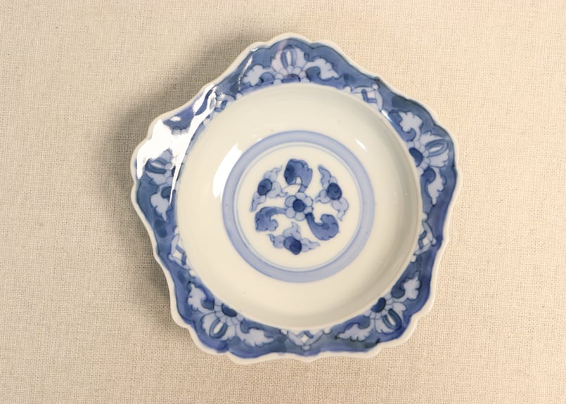 明治後期～大正染付花図五弁鍔縁5寸深皿 | 吉祥寺PukuPuku