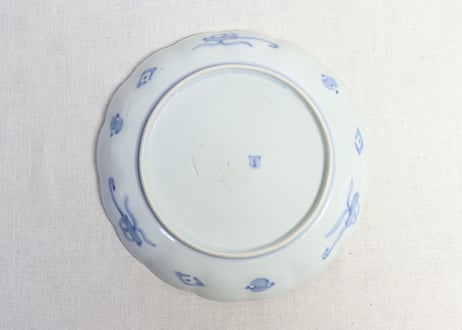 明治前期色絵三方に竹梅図通り物７寸皿