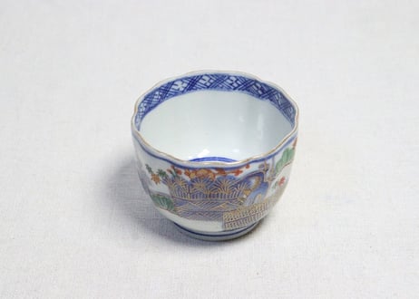 明治前期色絵生垣に松竹梅図向付