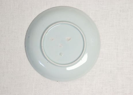 江戸後期染付見と三方に竹図6寸皿