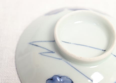 江戸後期染付大根図蓋茶碗5客組 内1客ノミホツ