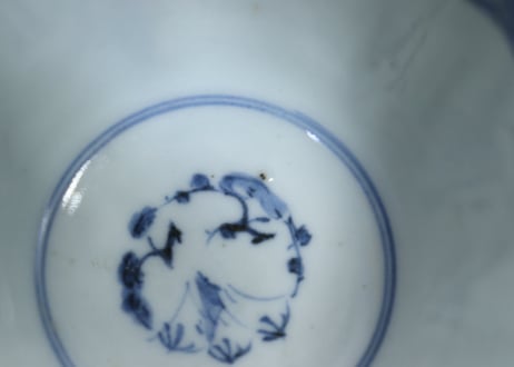江戸幕末染付蛸唐草図通り物向付