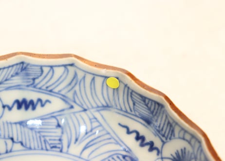 江戸幕末染付四方に花図イゲ縁なます皿①少フリモノ